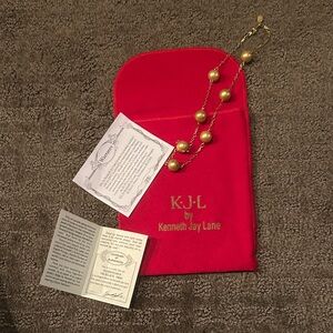 Kenneth Jay Lane Gold and Pearl Chain Bracelet